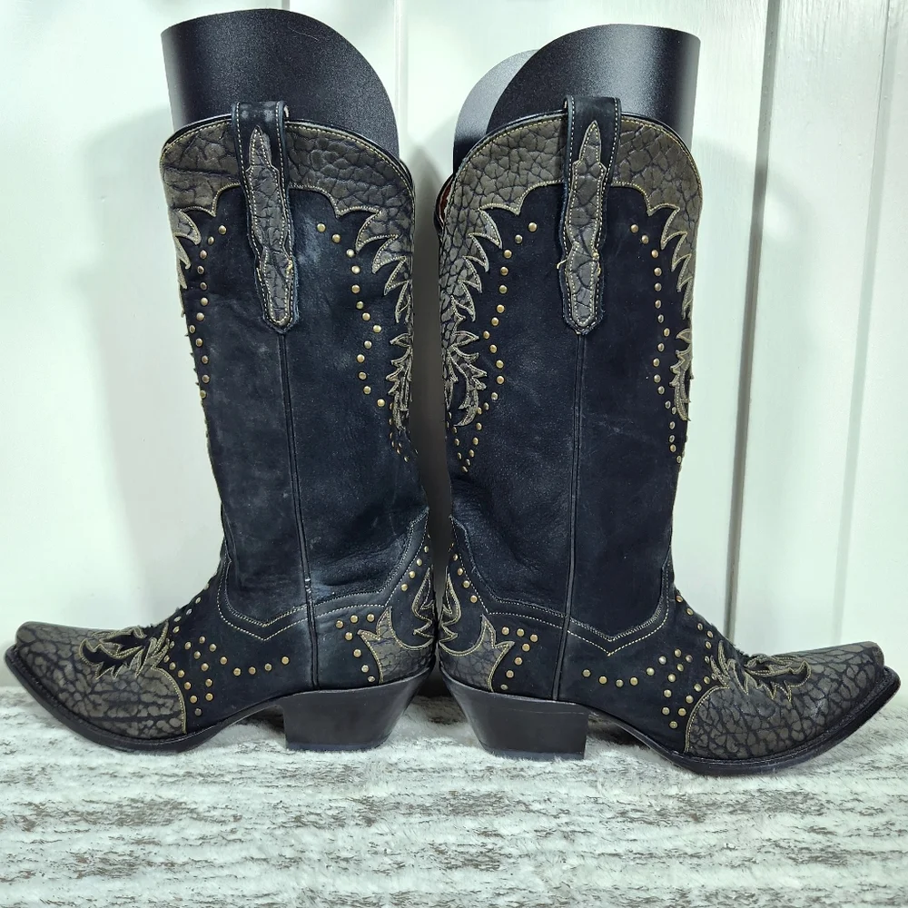Dan Post "Invy" Studded Western Boots Black Leather DP3582 | Women's Size 8 - Picture 10 of 16